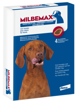 Milbemax smakelijke kauwtabletten grote hond 4 tabletten