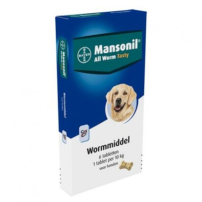 Mansonil all worm dog tasty bone 6 tabletten