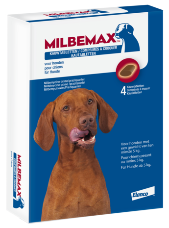 Milbemax smakelijke kauwtabletten grote hond 4 tabletten