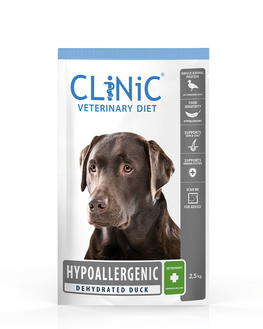 CLiNiC Hypoallergenic eend 2.5 kg  voor de hond met gevoelige huid en vacht (voedselallergie/-intolerantie) CLiNiC Hypoallergenic eend 2.5 kg  voor de hond met gevoelige huid en vacht (voedselallergie/-intolerantie)