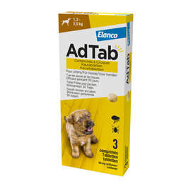 AdTab kauwtablet hond 1,3 tot 2,5 kg 3 tabletten