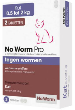 No Worm Pro voor kleine katten en kittens 2 tabletten