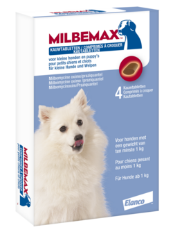 Milbemax smakelijke kauwtabletten kleine hond 4 tabletten